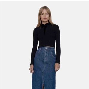 Zara Ribbed Black Top